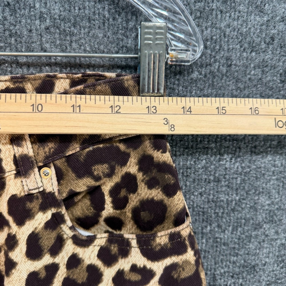 Aligne Jeans Womens 26 Brown Leopard Print High Rise Straight Y2K Festival Party - Picture 7 of 11